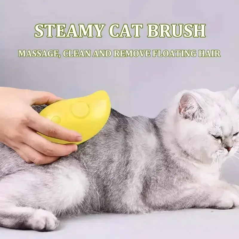 Vapor Self-Cleaning Brush Spray para gato, escova vaporosa, escova Cat Grooming, massagem 3 em 1, cabelo solto, removendo nós