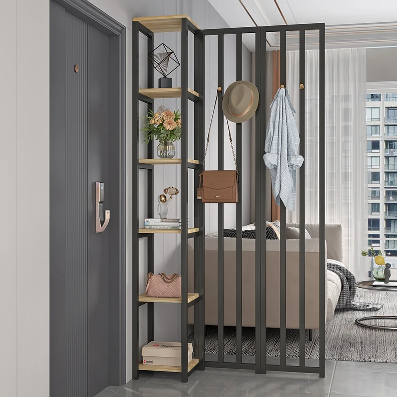 Screen partition, living room entry door blocking wrought iron entrance shelf, modern simple grille hollow wall partition