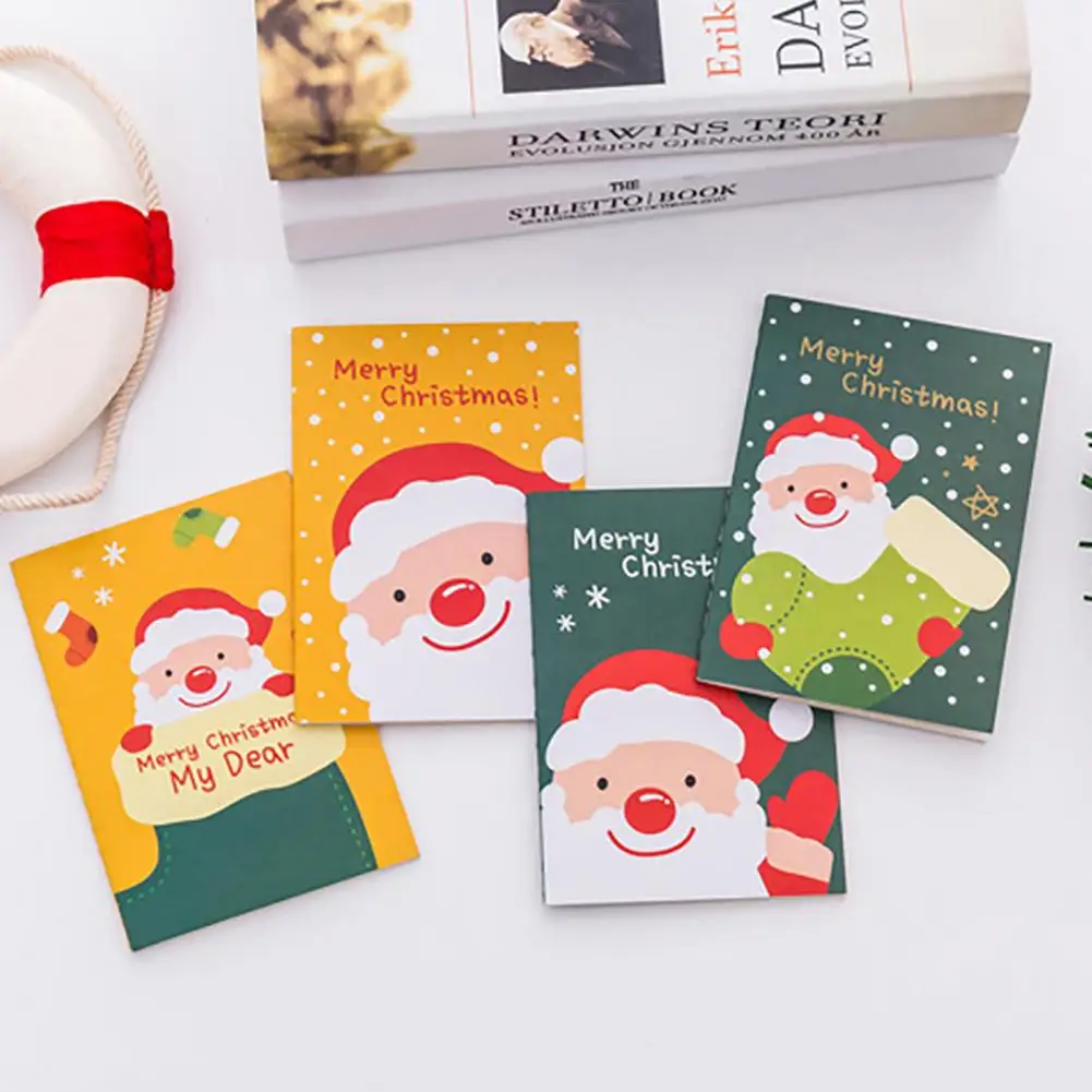 6Pcs Mini Christmas Notepads Festive Santa Claus Snowman Gift Xmas Notepads Pocket-sized Christmas Notebooks Random Color