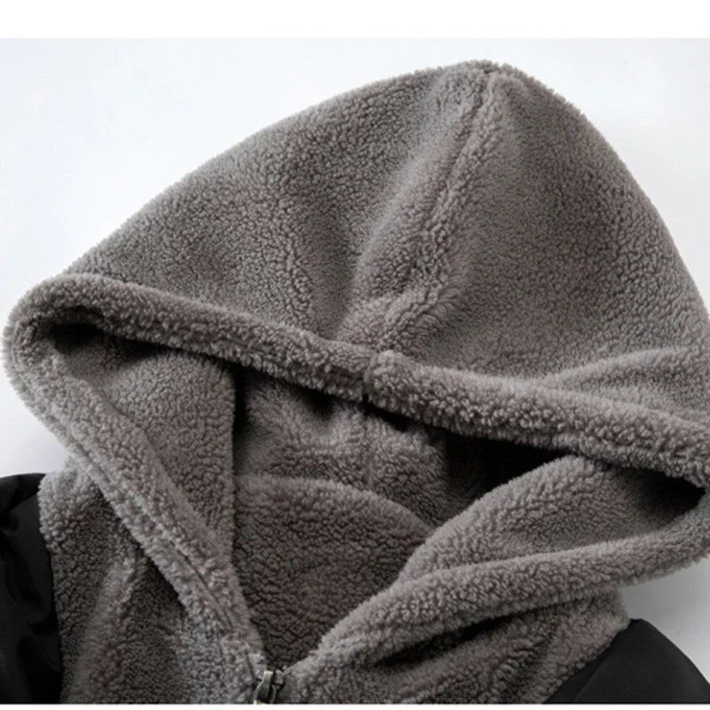 Giacca oversize in cotone finto in due pezzi con cappuccio per il calore e la protezione invernale da uomo