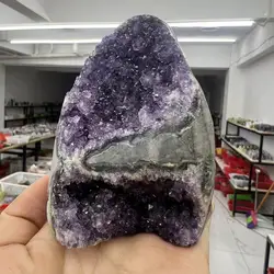 591g 8.5cm Natural Uruguay Dream Amethyst Quartz Crystal Cluster stand