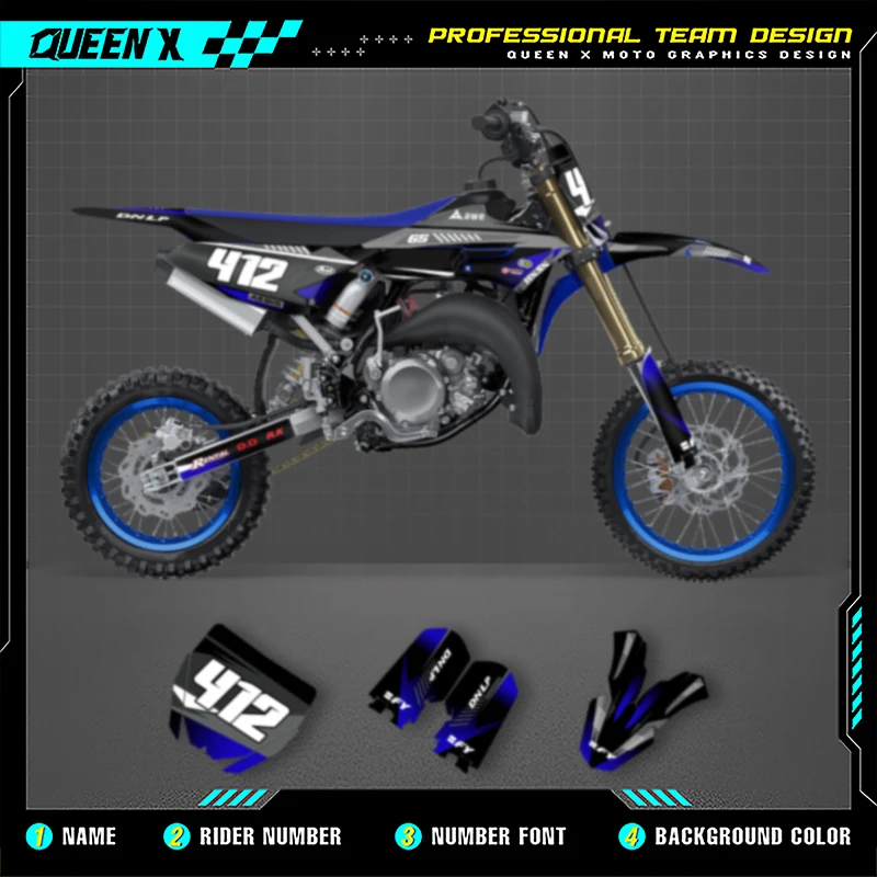

Queen X MOTOR Cusotm Team мотоциклетная графика наклейки наборы для YAMAHA 2018 2019 2020 2021 YZ65 004