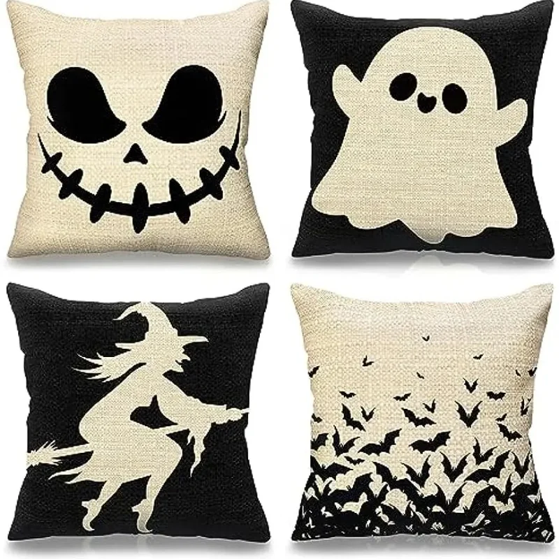 

Halloween pillowcase decoration indoor witch bat linen cushion cover sofa decoration pillowcase 50*50 decor