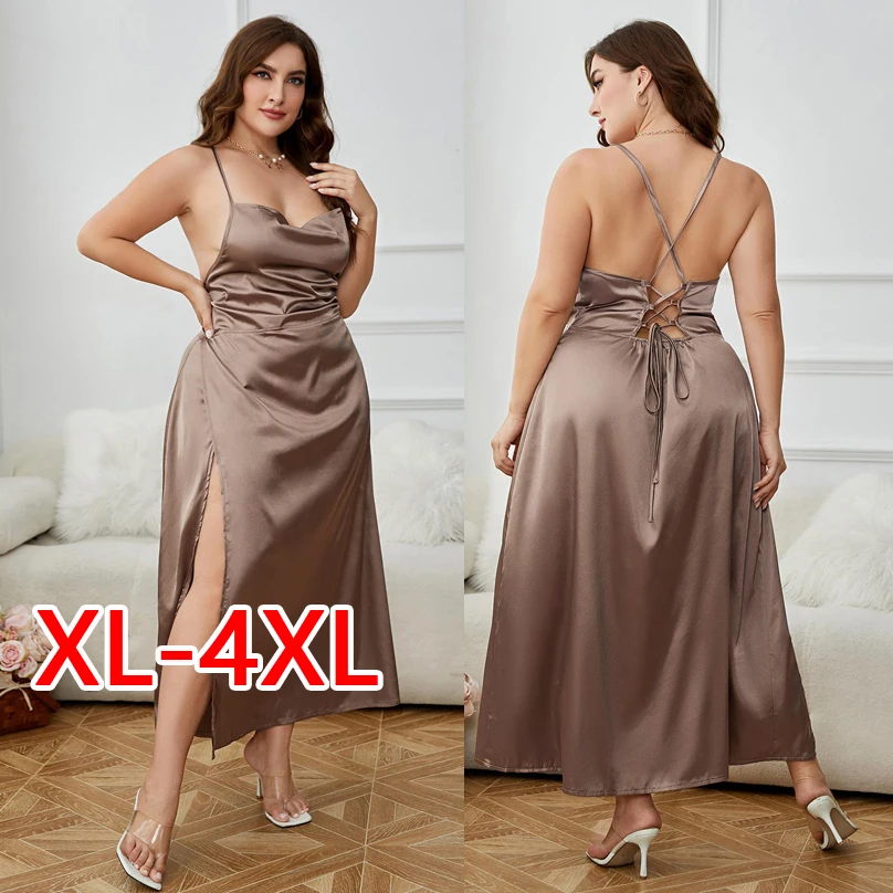 

Пижама-платье Long Night Dr 2024 для женщин больших размеров, из материала Cleanfit Sle PVC, Ciwalk, подходит как юбка-платье