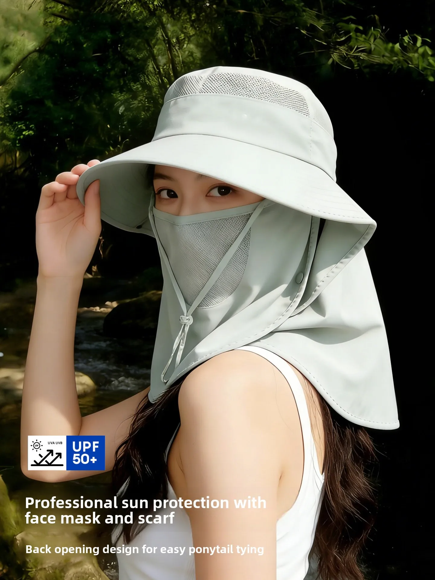 Adjustable Women's Sun Hat Full-Coverage UV Protection Neck Protector Foldable Wide Brim Spring Summer Anti-Uv Fishing Cap