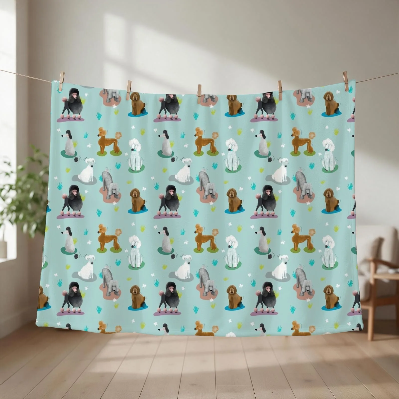 Retro exit poodles Throw Blanket couch cozy soft plush fuzzy picnic outdoor blanket