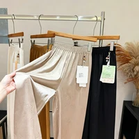 2026 Women's Chinese Style Jacquard Satin Acetate Ice Silk Straight Wide-Leg Pants