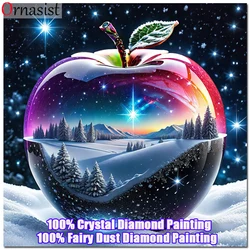 100% Fairy Dust Apple Diamond Painting Fantasy Landscape Rhinestones Picture Full Crystal Mosaic Diamond Art Flower Home Decor