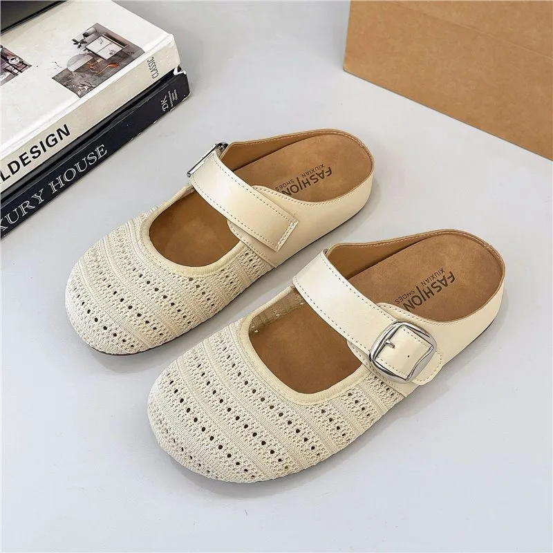 2025 جديد سميك سوليد ريترو المرأة النعال باردة عصرية عادية عدم الانزلاق وحيد مريح جولة تو النعال متعددة الألوان