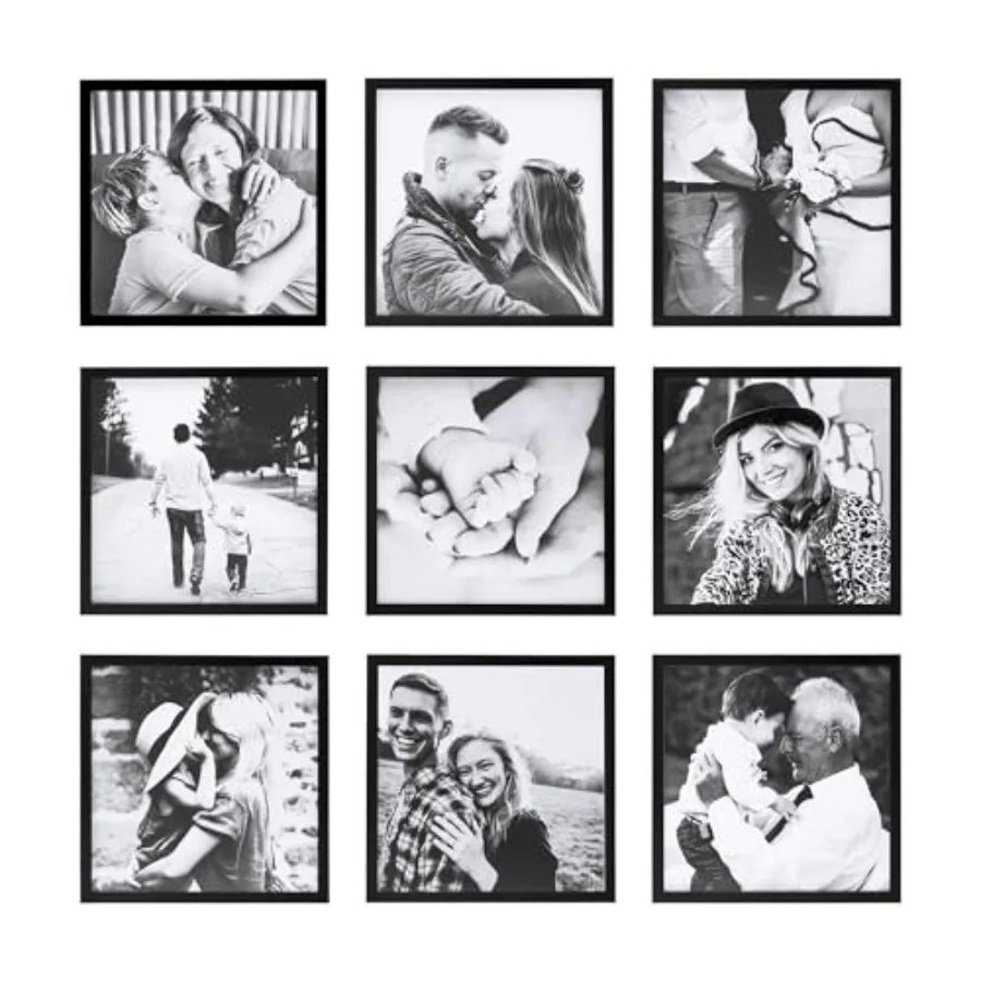 

Фоторамки-коллажи для стен, квадратные рамки для картин для декора гостиной или лестницы, набор из 9 штук