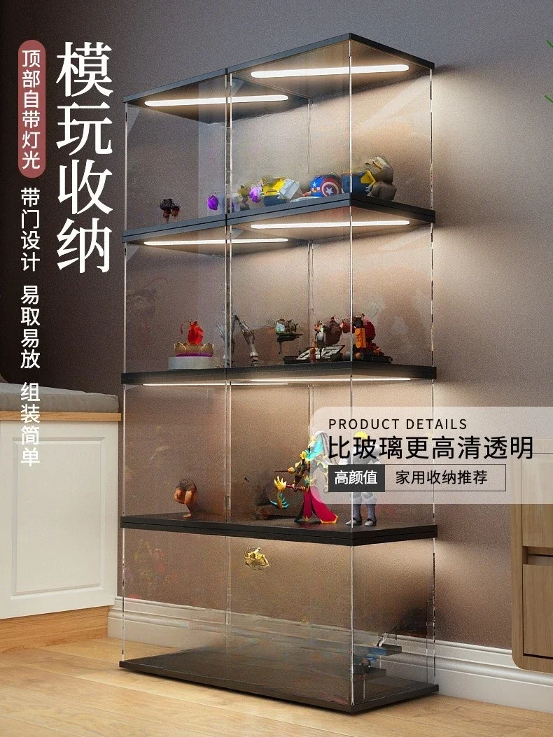 Présentoir de figurines, bloc de construction de boîte aveugle en argile, couvercle anti-poussière transparent