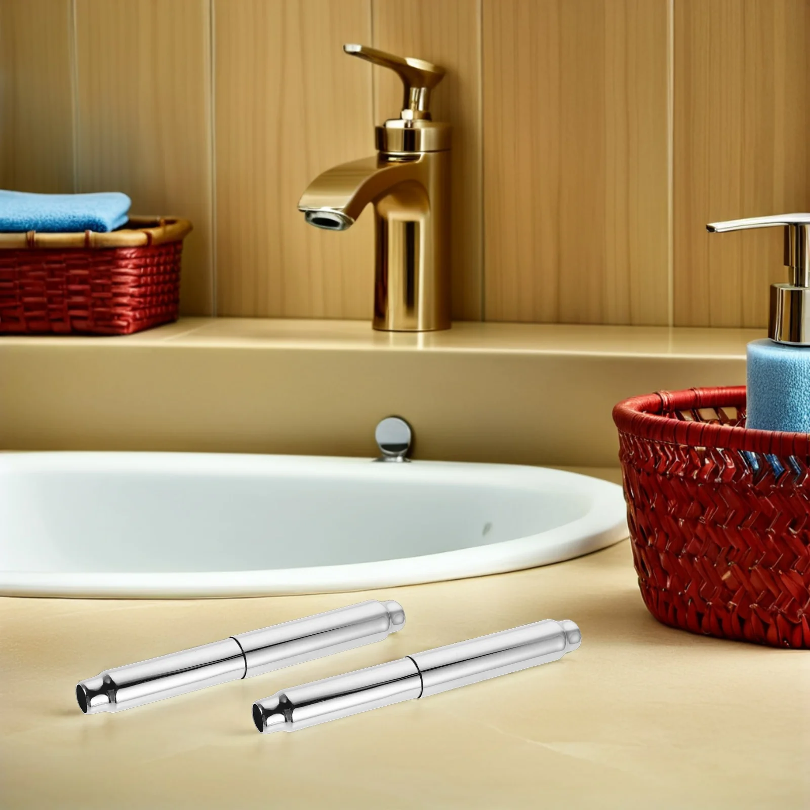 

2Pcs Stainless Steel Toilet Paper Roll Holder Replacement Shaft Spring Loaded Adjustable Roller for Tissue Stand Bathroom Decor