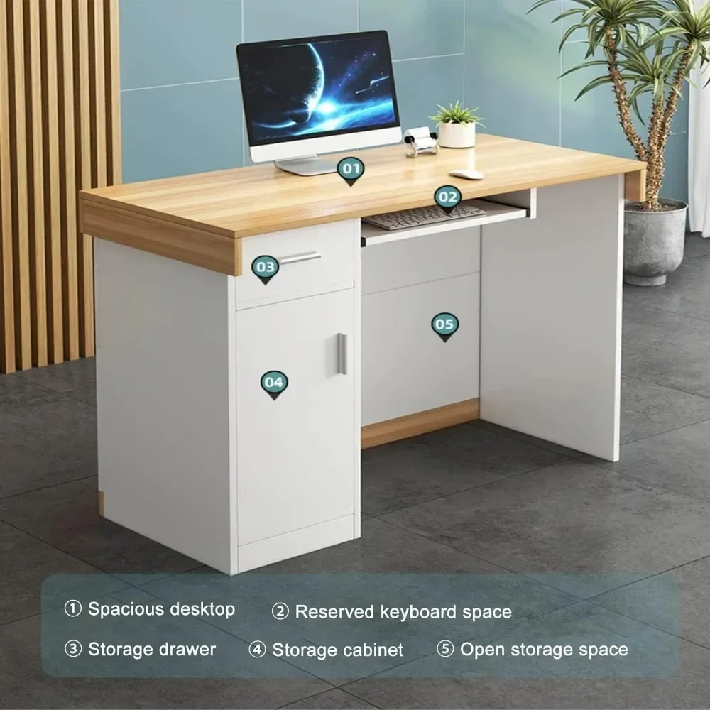 Small Reception Counter Desk,Luxurious Modern Reception Desk -Front Counter with Lockable Drawer & Open Shelves,for Salon Office