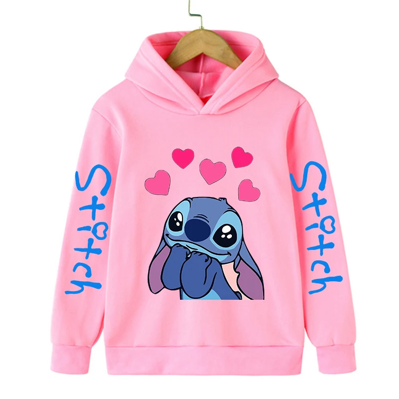 Ropa divertida Navidad Disney Stitch Sudadera con capucha niños dibujos animados chico niña niño Lilo y Stitch sudadera con capucha bebé Casual Top