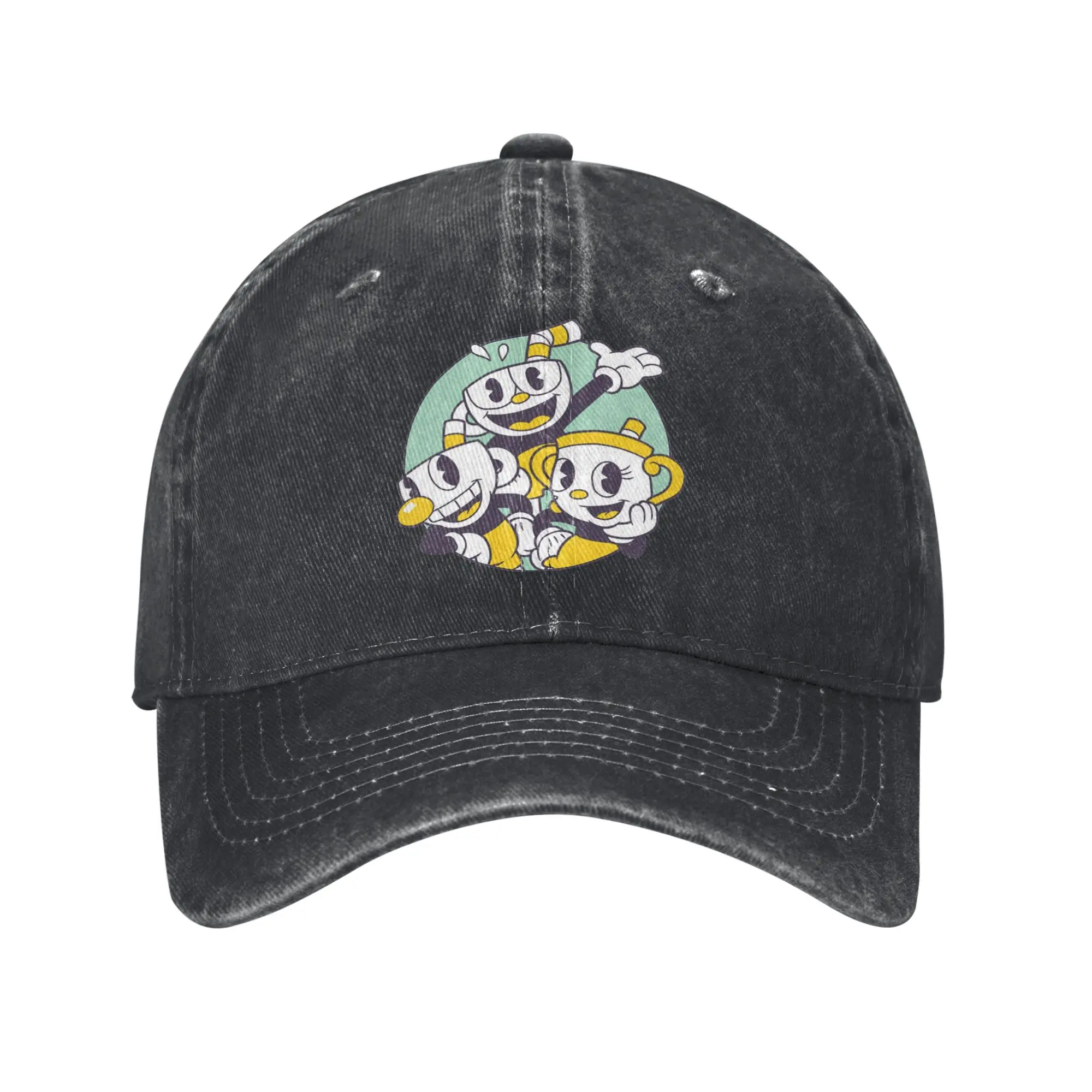Cupheads & Mugmans Game Baseball Caps Classic Distressed Denim Washed  Sun Cap Unisex Style Summer Adjustable Fit Caps Hat