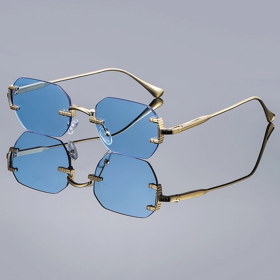 Retro Einfarbige Modische Luxus-Mini-Rahmen Metallbrille Schutzbrille Unisex Strand Urlaub Streetstyle Fotografie-Brille