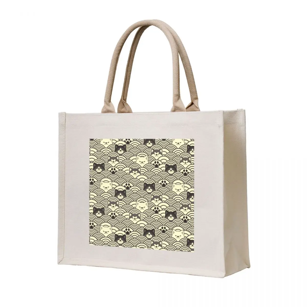 

Japanese Waves and Akitas - Light Pewter Tote Bag shopping bags foldable shoping bag Women's shopper bag