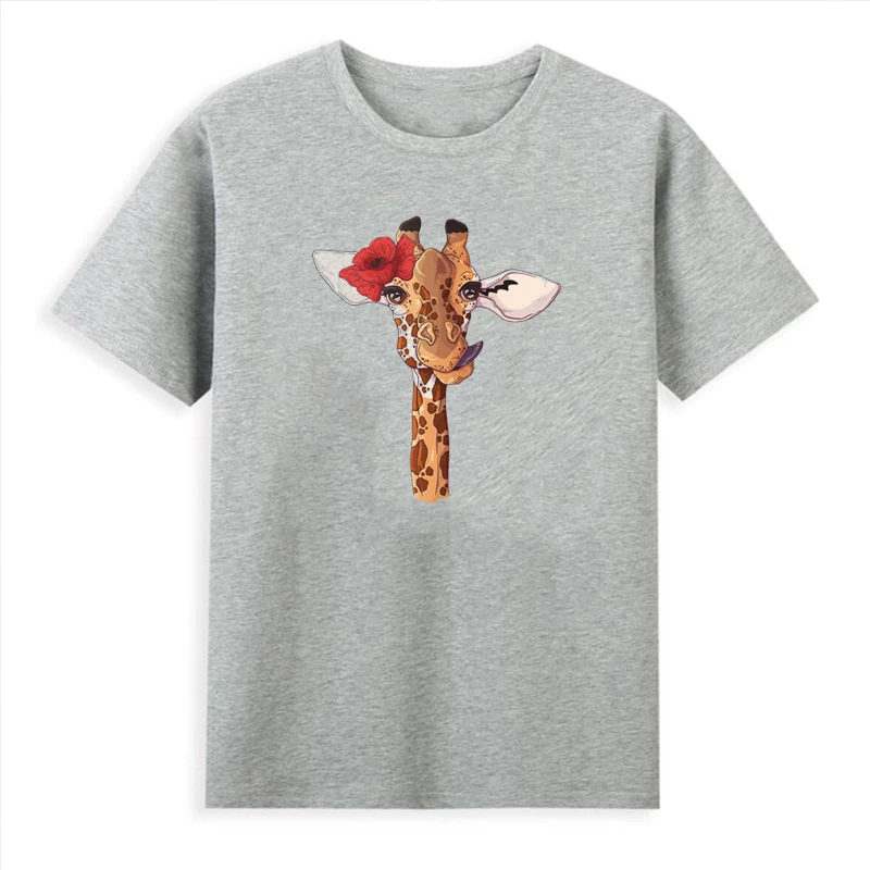 Newly T Shirt Women Funny Giraffe Blowing Bubbles Eating Lollipop Graphic Print Camiseta Mujer Tshirt Fashion Trend Femme TShirt