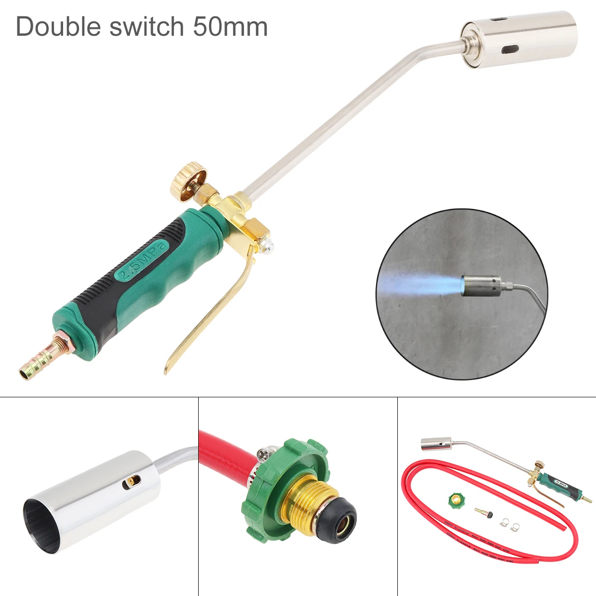 50mm Double Switch Type Liquefied Gas Torch Welding Spitfire-Gun Support Oxygen Acetylene Propane for  Barbecue / Hair Removal