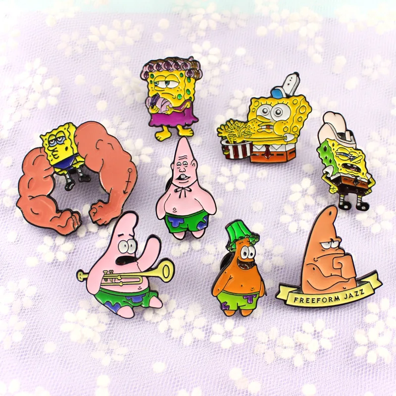 SpongeBob SquarePants Enamel Pin Patrick Star Lapel Pins for Backpacks Briefcase Badges Brooch for Clothes Accessories Gift