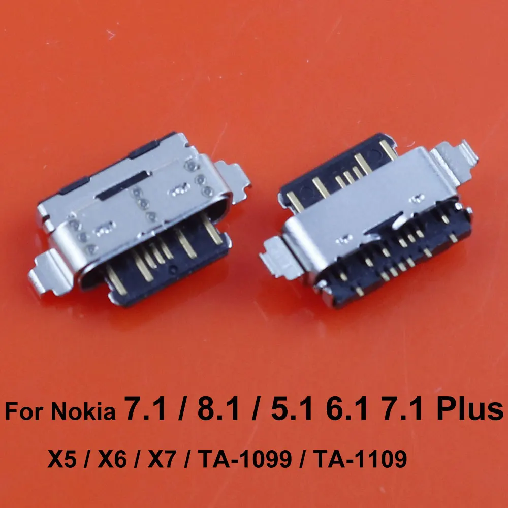 JCD 2PCS USB Charging Port Dock Connector Charger Socket For Nokia 5.1 6.1 7.1 8.1 Plus 6 7 8 5.3 6.2 7.2 X6 X7 TA-1200