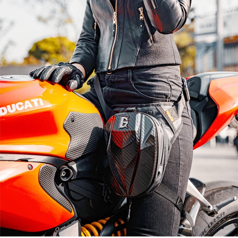 

Lady Waterproof Leg Bag Motorcycle Drop Leg Side Bag Men Carbon Fiber Hard Shell Outdoor Casual Waist Bag Motorbike Hip Bum Pack
