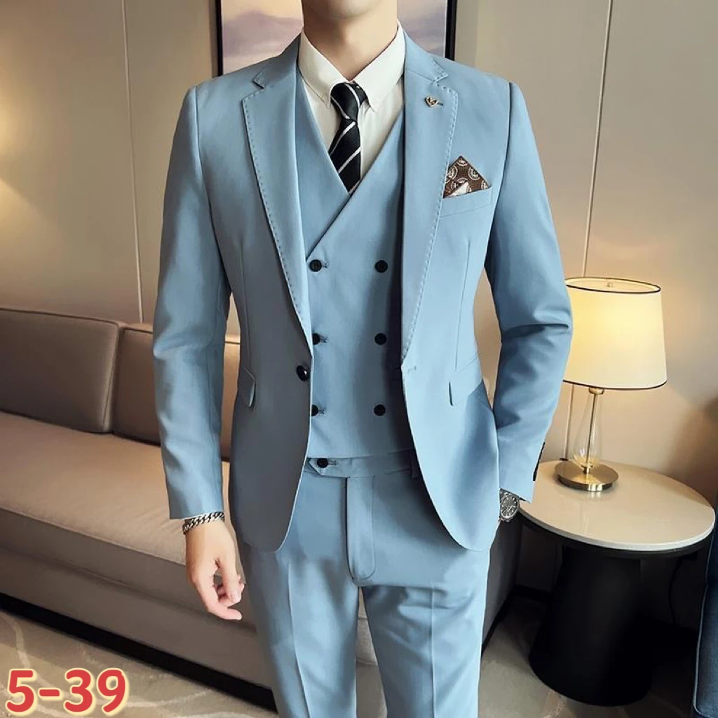 Vestido de casamento verde escuro masculino, terno de alta qualidade, Thug, coreano, britânico, magro, noivo