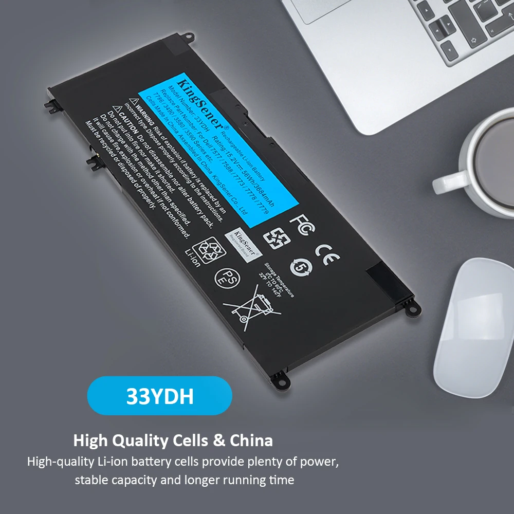 KingSener 33YDH Laptop Battery for DELL Inspiron 17 7778 7779 7773 15 7577 G3 15 3579 5587 17 3779 7588 P30E Series 15.2V 56WH