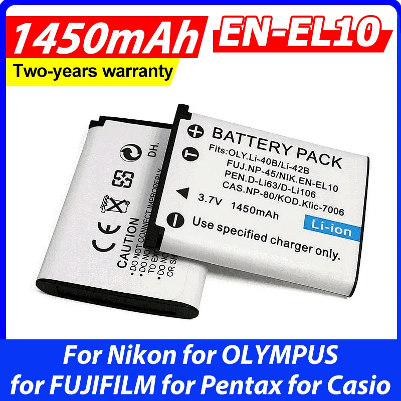 1450mAh EN-EL10 Li-42B Li-40B NP-45 D-Li63 D-Li108 NP-80 Camera Battery for Nikon for OLYMPUS for FUJIFILM for Pentax for Casio