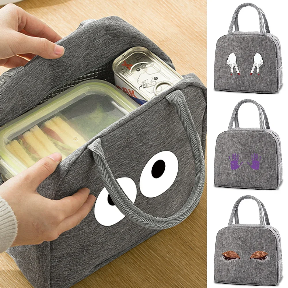 

Insulated Lunch Bags Canvas Handbags Cooler Food Bags Portable Zipper Thermal Dinner Bag Women School Picnic Bag Chest Tote Bag