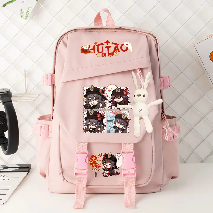 

Hutao Genshin Impact Anime Merchandise For Girls Elementary And Middle School Students Lightweight Cute Cartoon Backpack Anime