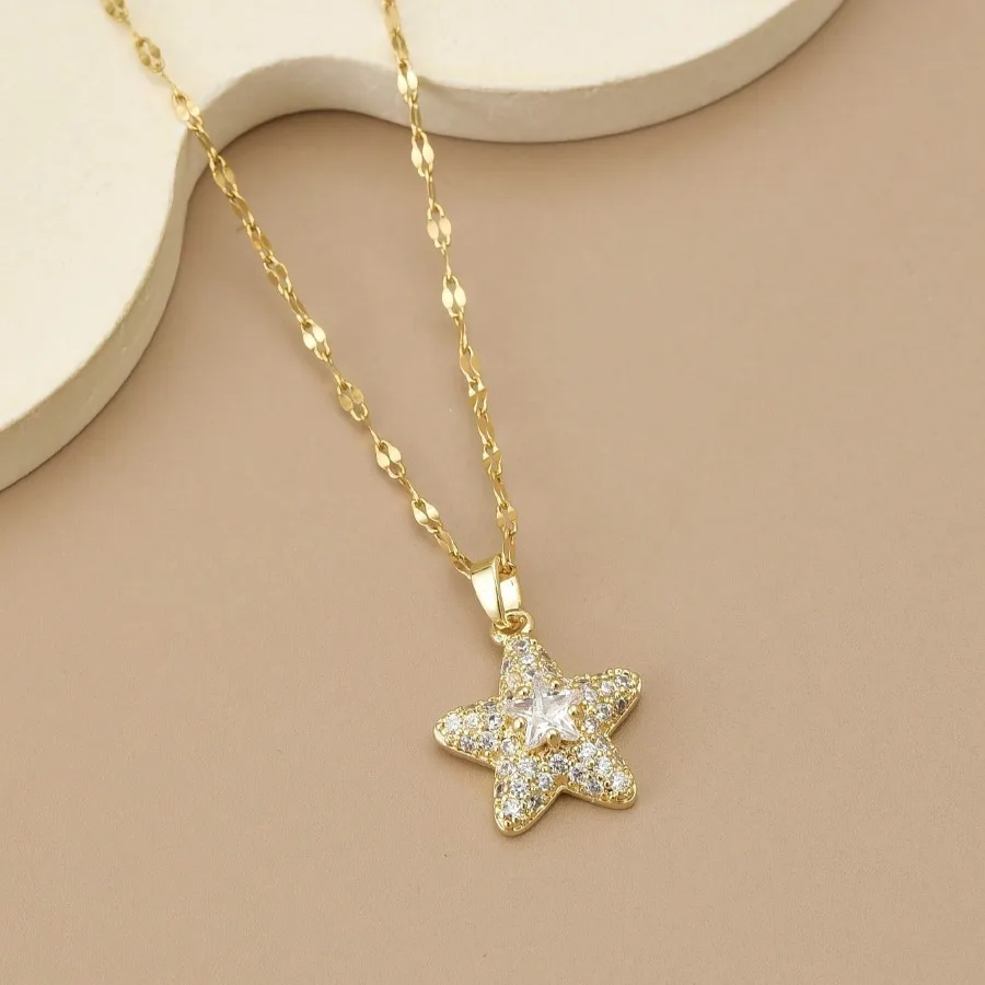 1pc Fully Rhinestoned Star Luxury Necklace for Women