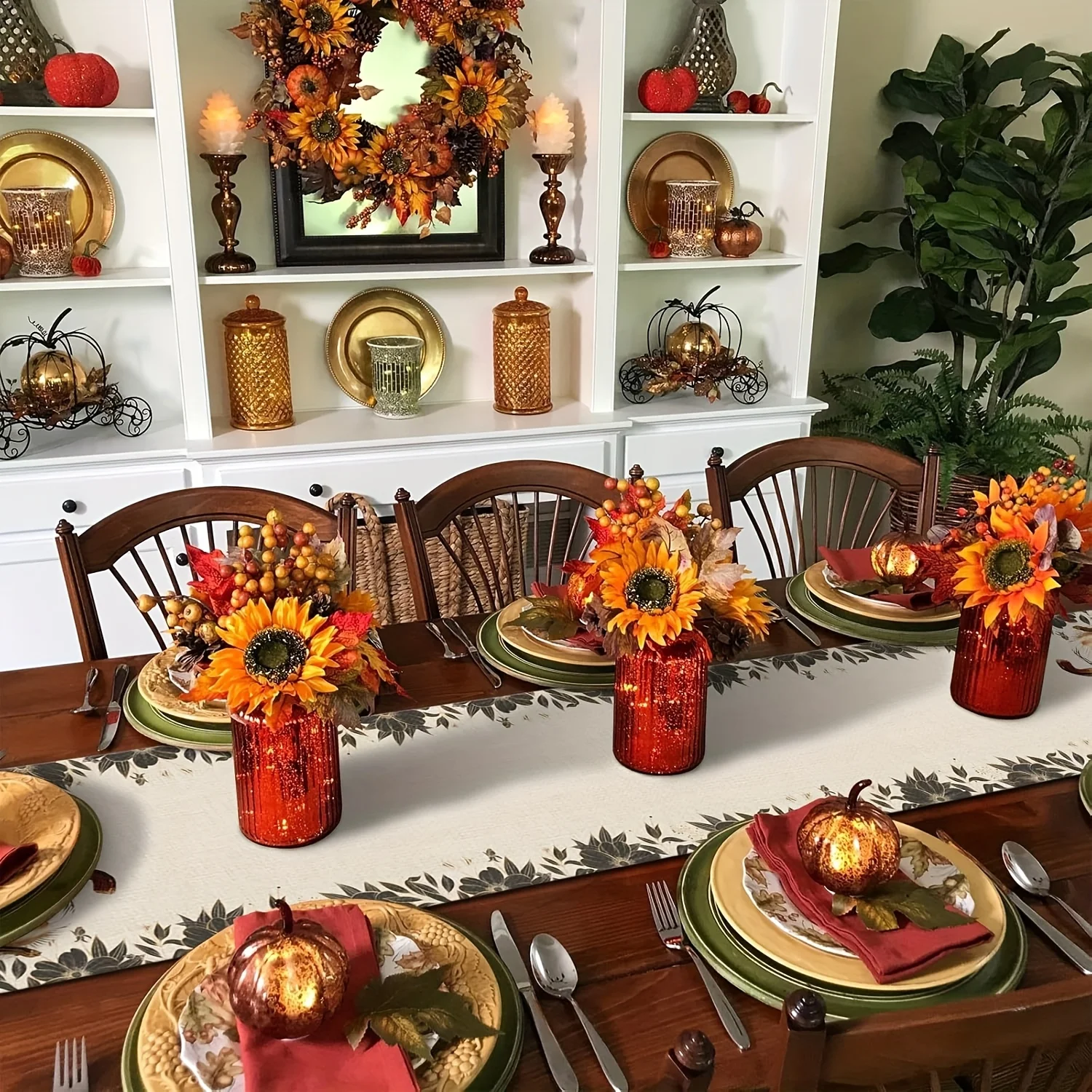 1 Piece of Tablecloth with Autumn Thanksgiving Watercolor Print Pumpkin Beige, Suitable for Restaurants, Homes, Cafes, Handicraft Markets, and Soft Furnishings.