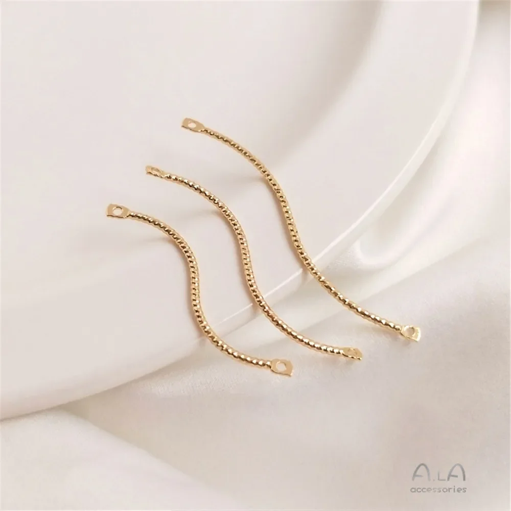 1pcs 14K Gold Plated Batch yarn wavy thread twisted rod double hanging S-shaped hanging rod DIY earrings accessories