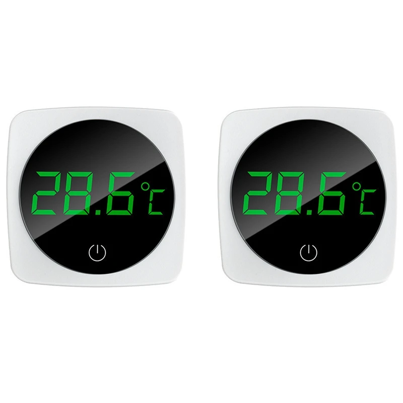 2 Piece Aquarium Thermometer, Temperature Sensor Accurate To ±0.9°C White ABS 5S Refresh Touch Screen HD Digital