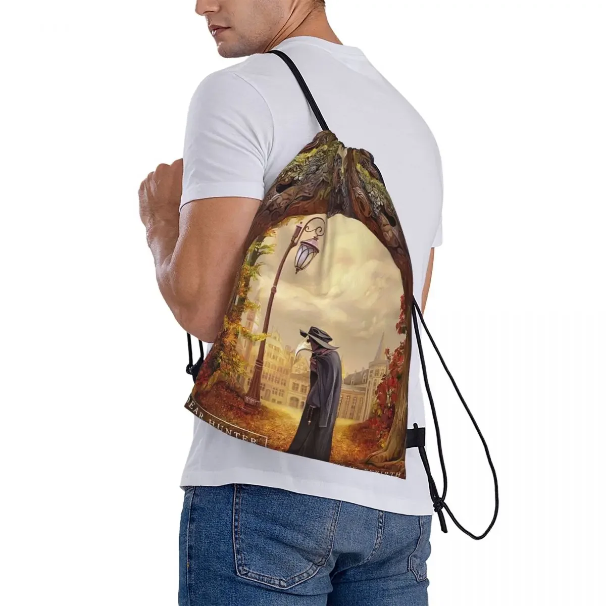 Mochilas con cordón para hombre y mujer, bolsa informal portátil con bolsillo para artículos diversos, ideal para estudiantes