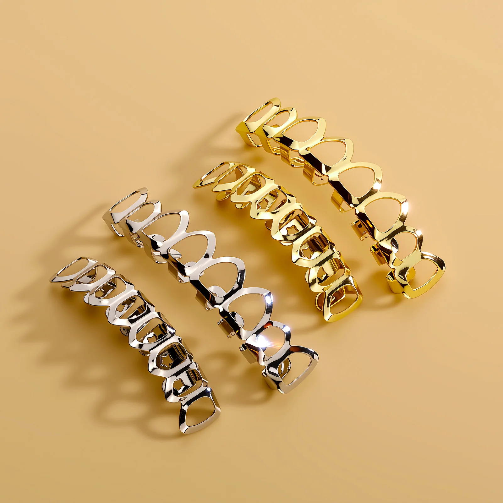 TOPGRILLZ Hip-Hop Grillz Set 8 Oben 8 Unten mit Hohlfenster, glänzender Bling-Zahnschmuck mit formbaren Perlen für Herren und Damen – Detail 5