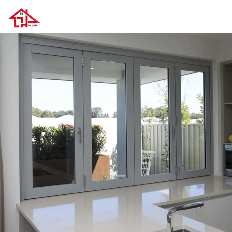 نافذة ثنائية الطي من الزجاج المقسى من الألومنيوم، نافذة أكورديون أفقية قابلة للطي مباشرة من المصنع لديكور المنزل الداخلي حسب الطلب #2