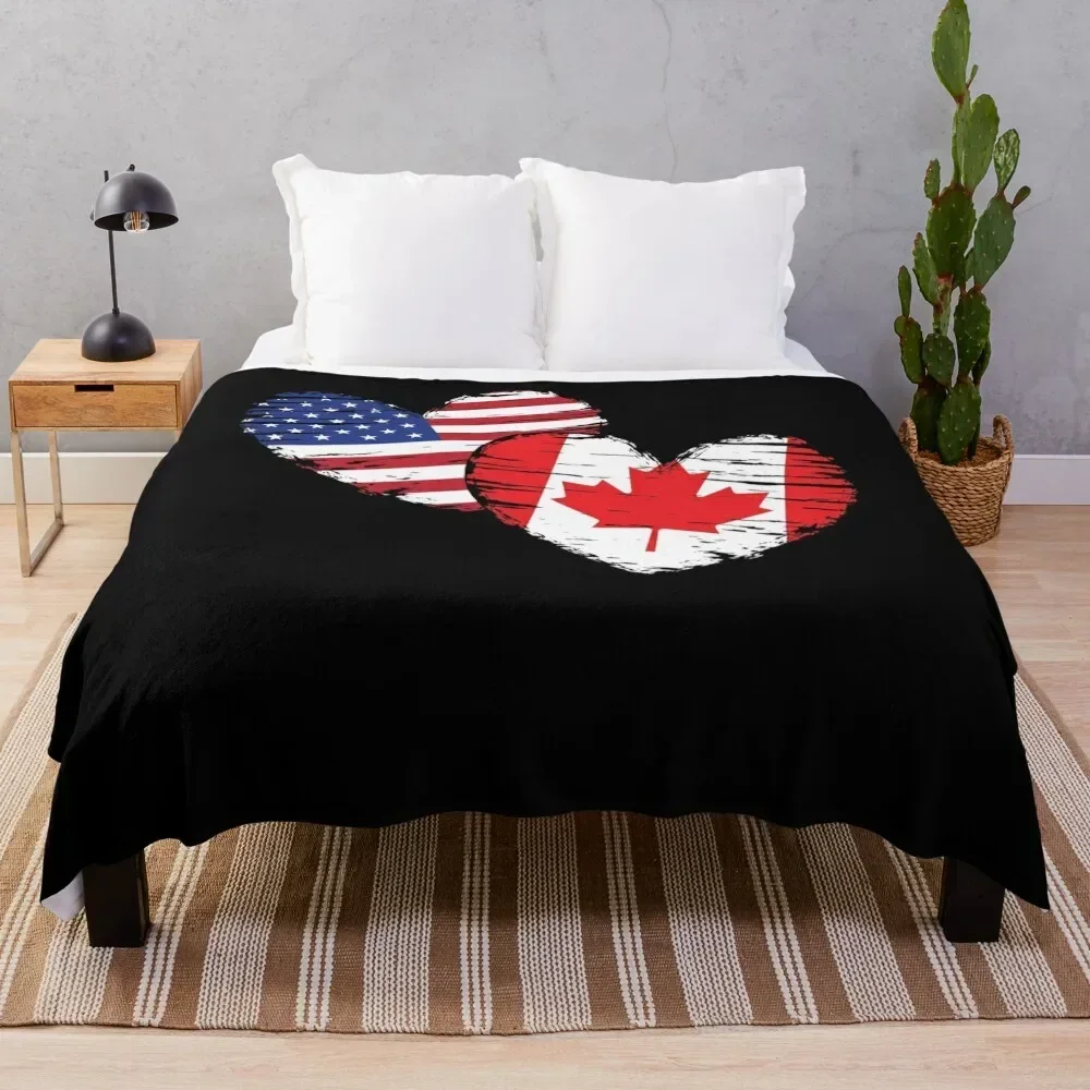 

Canadian USA Hearts Canada Throw Blanket Large Thins Blankets