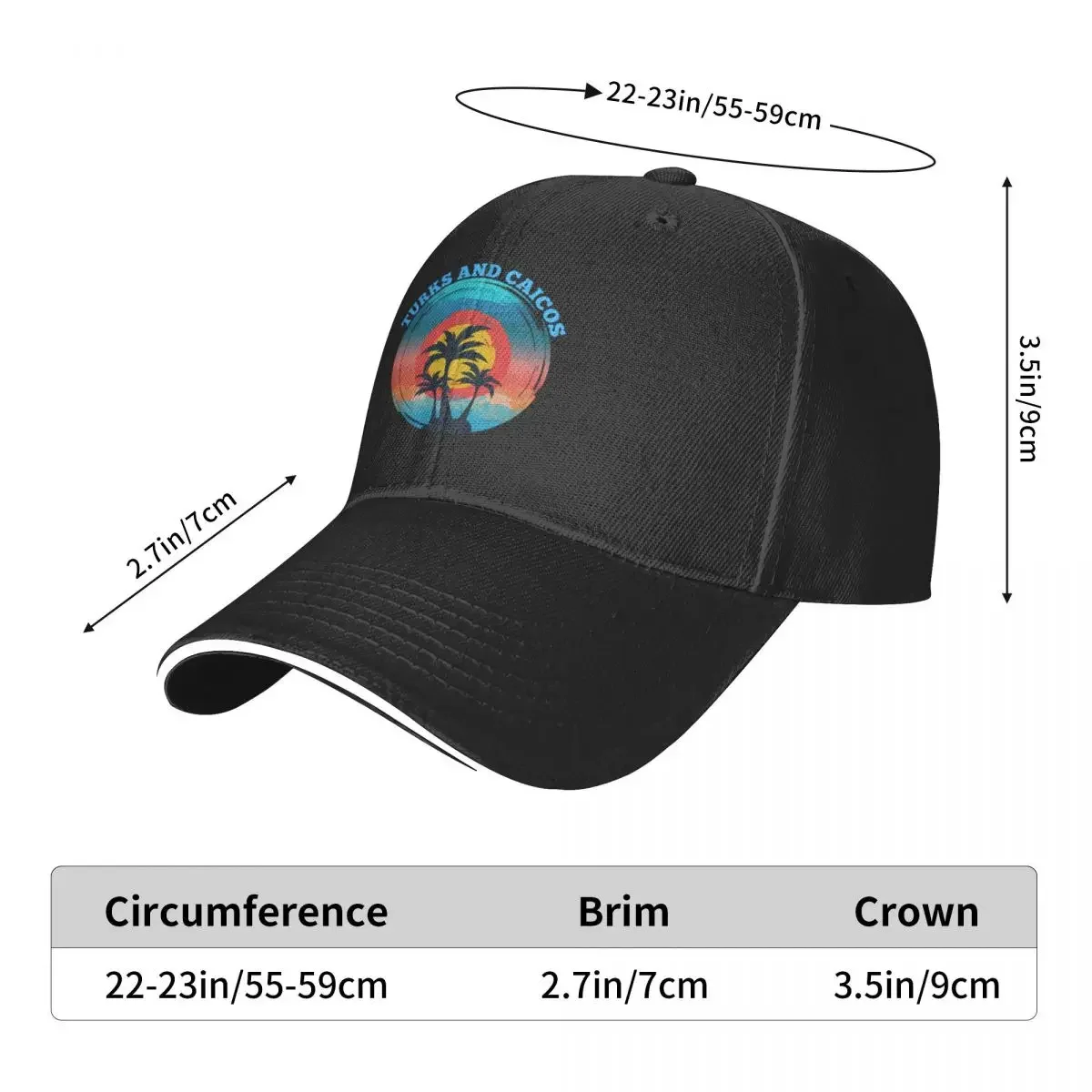 Retro Turks and Caicos Sunset Souvenir Baseball Cap Wild Ball Hat Casual Cap Woman Men Snapback Hats