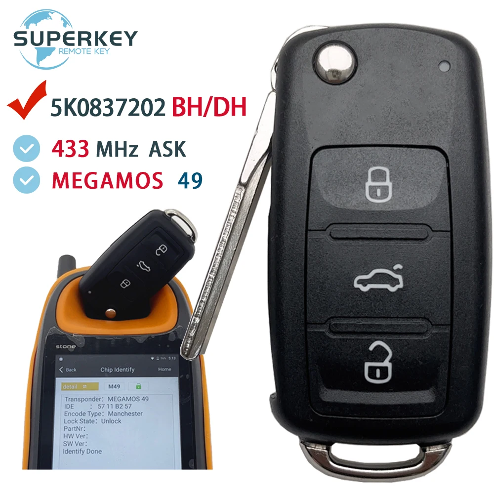 

SUPERKEY 5K0837202DH оригинальная форма MQB дистанционный ключ для VW Caddy Sharan Scirocco транспортер Поло Beetle Tiguan Jetta 5K0837202BH