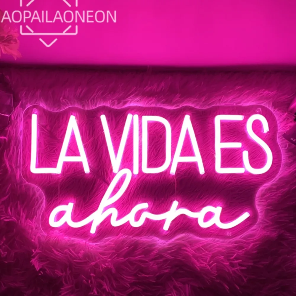 luzes led de sinal de neon para decoracao do quarto lampada de parede la vida es ahora restaurante cafeteria usb 01