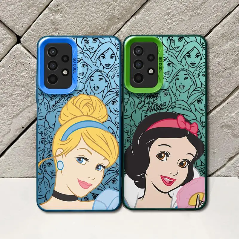 Phone Case for Oppo Reno 10 Pro 8T 7 6 5 A98 A78 A58 A38 A37 A17 A76 A57 Silver Plating Snow White Ariel Mulan Alice Princess