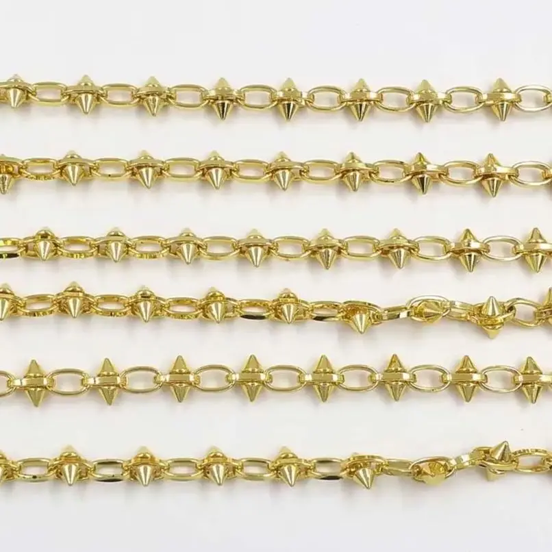 

WT-BC271 Personality Nail Shape Fine Yellow Brass Solid Chain Can DIY Necklace Or Bracelet Handmade Semi-Finished Products