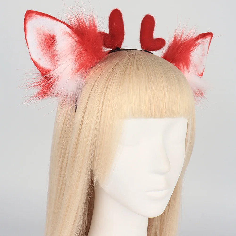 Christmas Headwear Furry Dear Ear Anime Deer Horn Props Kawaii Headdress Animal Cosplay Ears Stage Performance Accessories