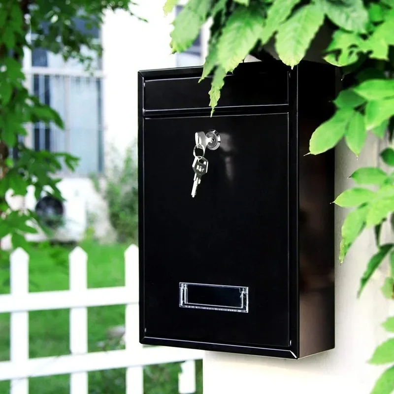Lockable Wall-Mounted Iron Letter Box - with Key/Password, Outdoor Mailbox for Wall (WF)
