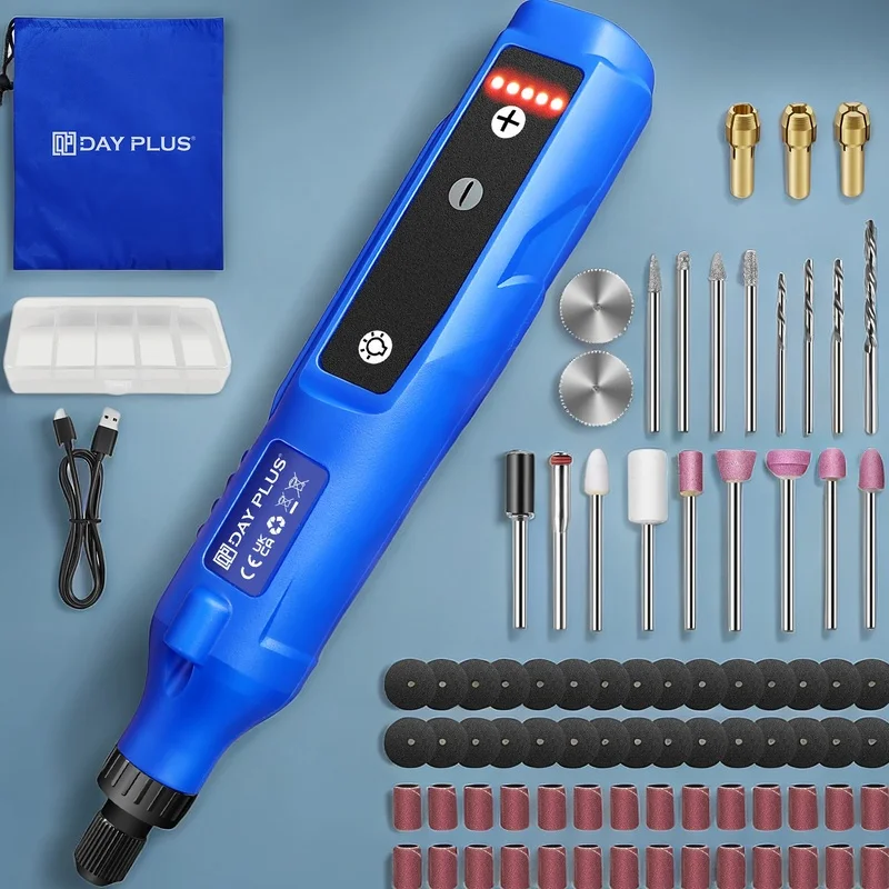 Cordless Rotary Tool - Multi-functional Lithium Battery Powered for Metal, Wood, Ceramic DIY Crafting, Long Battery Life