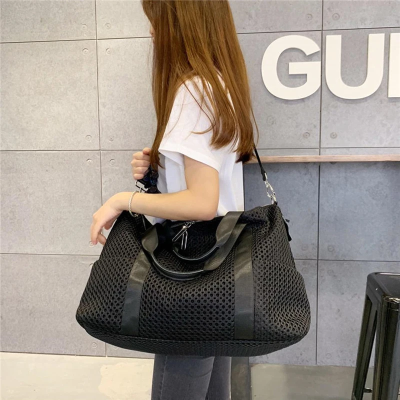 Women\'s Crossbody Mesh bags Portable short distance business trip shoulder bag Casual large capacity travel bag for men women