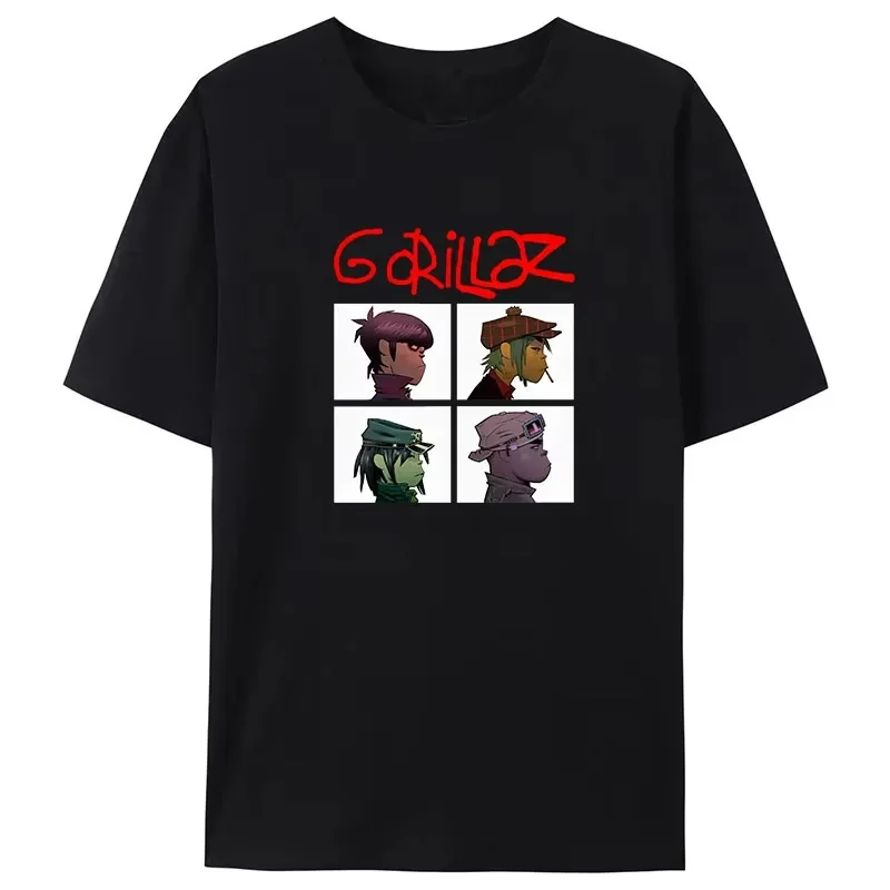 

Retro Rock T Shirt Music Band Gorillazs Punk 90s Casual Fashion Men Short Sleeve Oversized Pure Cotton T Shirt Breathable Tees