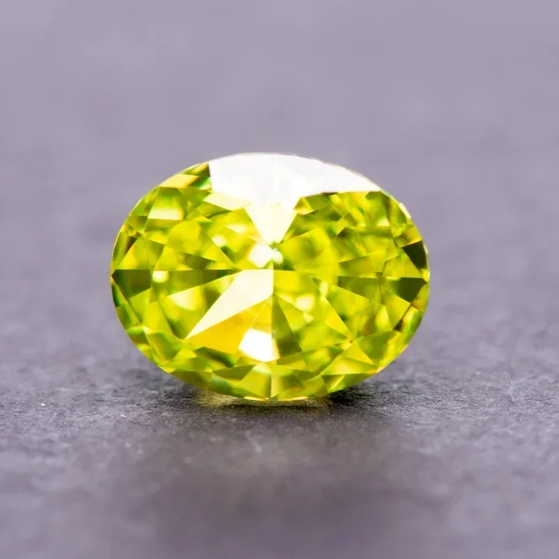 Cubic Zirconia  Apple Green Color Oval Shape 4k Crushed Ice Cut 5A Grade Charm Beads for DIY Jewelry Ring Earrings Main Material